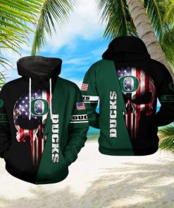Oregon Ducks NCAA US Flag Skull 3D Printed Hoodie