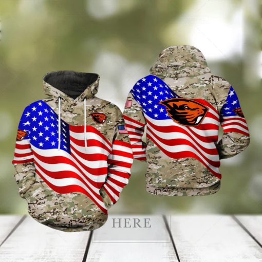 Oregon State Beavers NCAA US Flag Camo Veteran 3D Printed Hoodie