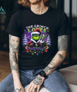 Original The Grinch Santa Loves Minnesota Vikings NFL Christmas Shirt