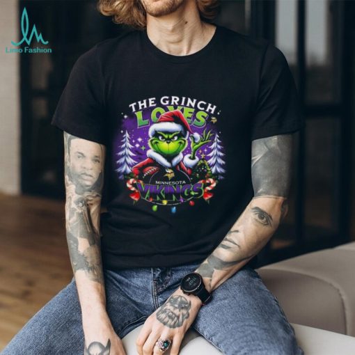Original The Grinch Santa Loves Minnesota Vikings NFL Christmas Shirt