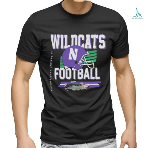 Original northwestern Wildcats Helmet And Ryan Field T Shirt