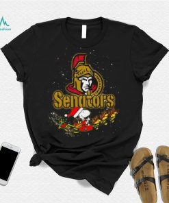 Ottawa Senators NHL Santa Snoopy and Woodstock Christmas Shirt, hoodie, sweater, long sleeve and tank top Ottawa Senators NHL Santa Snoopy and Woodstock Christmas Shirt