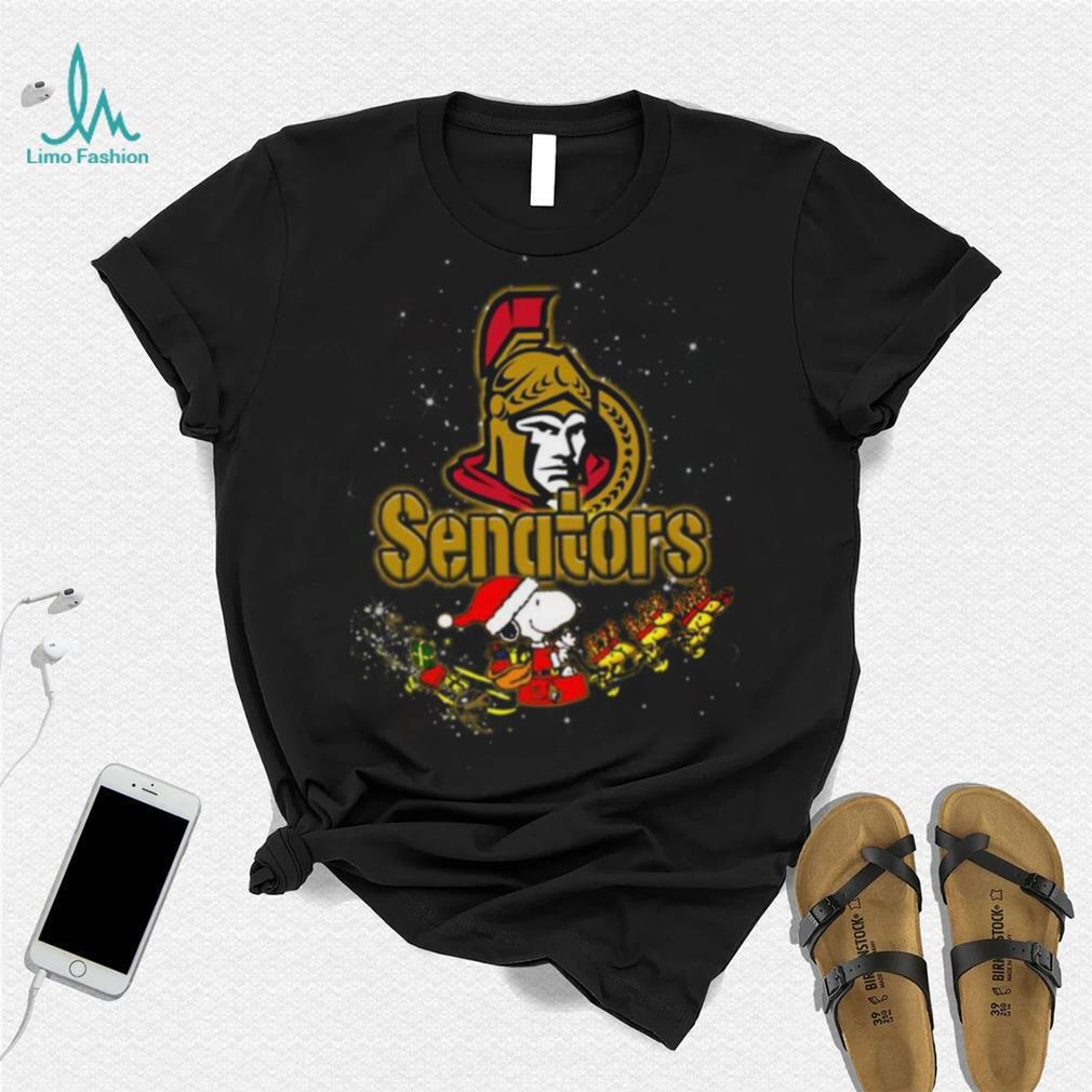 Ottawa Senators NHL Santa Snoopy and Woodstock Christmas Shirt Ottawa Senators NHL Santa Snoopy and Woodstock Christmas Shirt