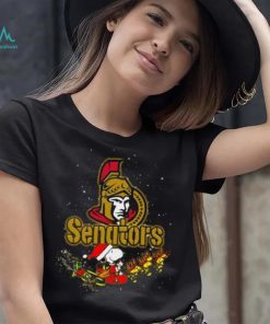 Ottawa Senators NHL Santa Snoopy and Woodstock Christmas Shirt, hoodie, sweater, long sleeve and tank top Ottawa Senators NHL Santa Snoopy and Woodstock Christmas Shirt