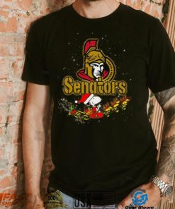 Ottawa Senators NHL Santa Snoopy and Woodstock Christmas Shirt, hoodie, sweater, long sleeve and tank top Ottawa Senators NHL Santa Snoopy and Woodstock Christmas Shirt