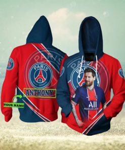 Paris Saint Germain FC Custom Name Messi Red Blue Pullover Hoodie