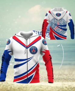 Paris Saint Germain FC White Blue Zip Up Hoodie