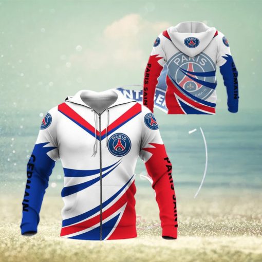 Paris Saint Germain FC White Blue Zip Up Hoodie