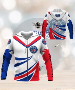 Paris Saint Germain FC White Blue Zip Up Hoodie