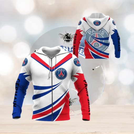 Paris Saint Germain FC White Blue Zip Up Hoodie