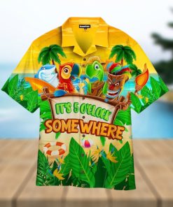 Parrot It’s 5 O’clock Somewhere Tropical Beach Hawaiian Shirt