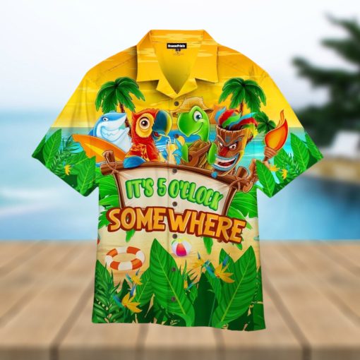 Parrot It’s 5 O’clock Somewhere Tropical Beach Hawaiian Shirt