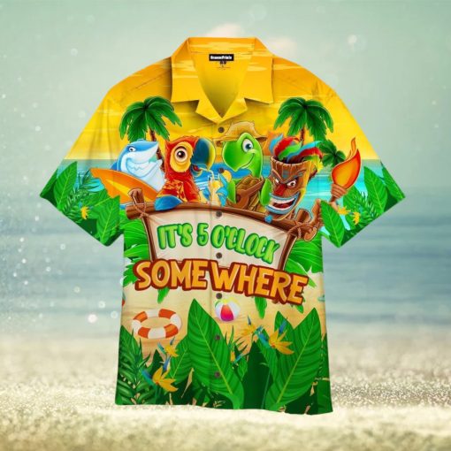 Parrot It’s 5 O’clock Somewhere Tropical Beach Hawaiian Shirt