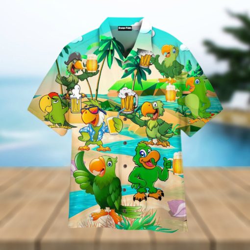 Parrots And Beer In Summer Hawaiian Shirt