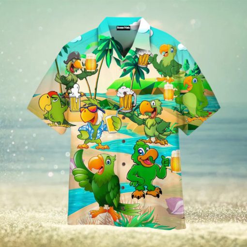 Parrots And Beer In Summer Hawaiian Shirt