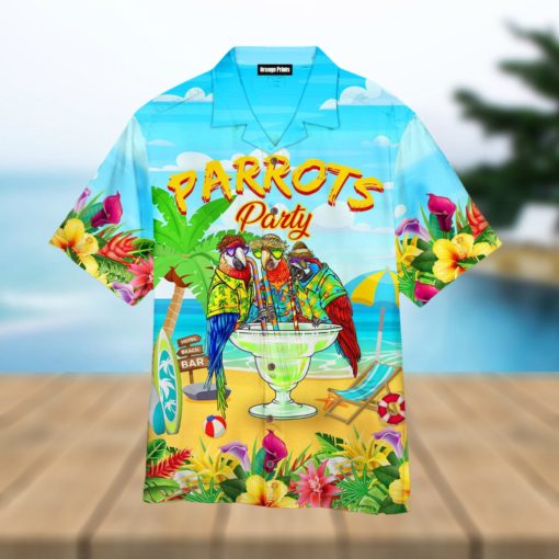 Parrots Party Drink Cocktail Hawaiian Shirt For Men