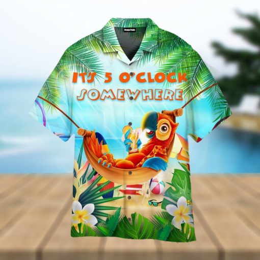 Party Parrot It’s 5 O’clock Somewhere Hawaiian Shirt For Men