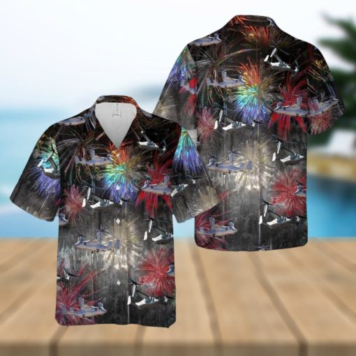 Patriotic Bell Boeing Osprey Art Celebrated on July Hawaiian Shirt