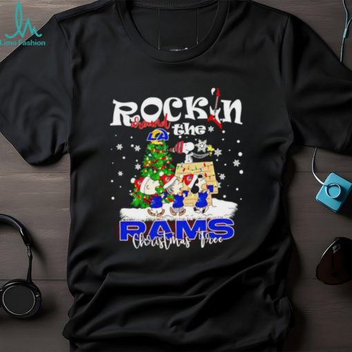 Peanuts NFL Los Angeles Rams Rockin Around Christmas Tree shirt