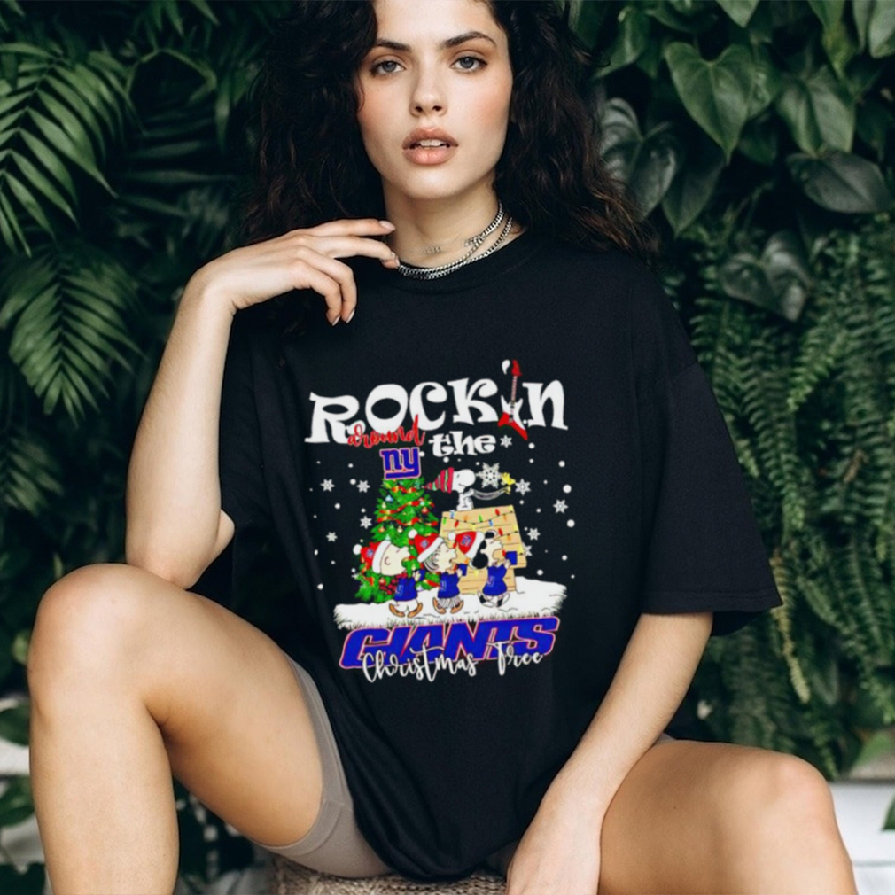 Peanuts NFL New York Giants Rockin Around Christmas Tree shirt Peanuts NFL New York Giants Rockin Around Christmas Tree shirt