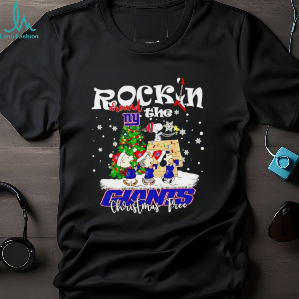 Peanuts NFL New York Giants Rockin Around Christmas Tree shirt Peanuts NFL New York Giants Rockin Around Christmas Tree shirt