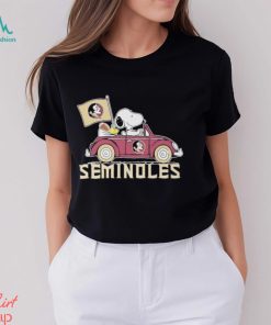 Peanuts Snoopy And Woodstock Drive Car Florida State Seminoles Football T Shirt