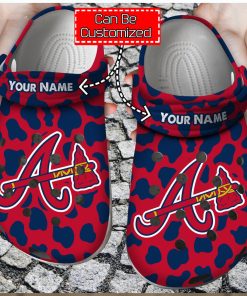 Personalized Baseball MLB Atlanta Braves Cow Animal Print Crocs Shoes