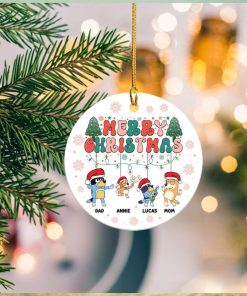 Personalized Christmas Family Bluey Ceramic Ornament