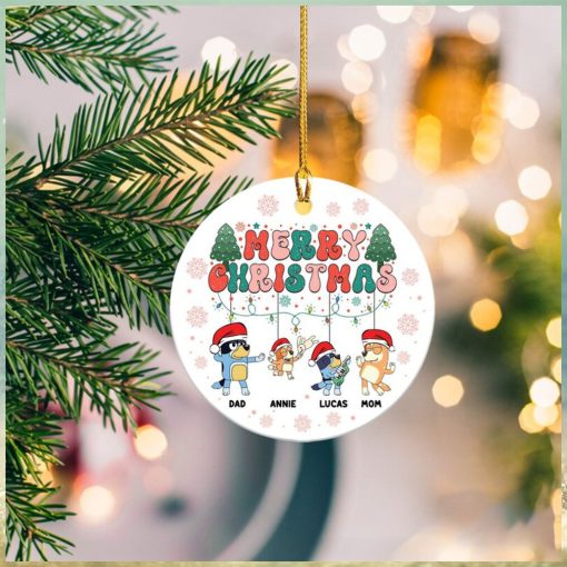 Personalized Christmas Family Bluey Ceramic Ornament