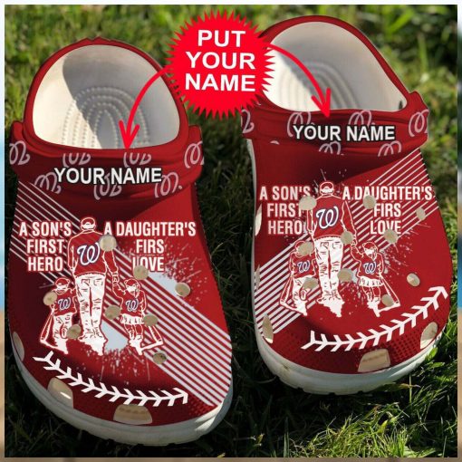 Personalized Dad And Son Daughter Mlb Washington Nationals Clogs