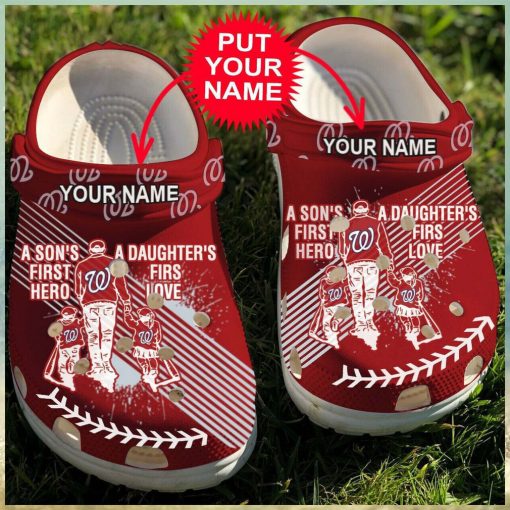 Personalized Dad And Son Daughter Mlb Washington Nationals Clogs