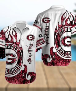 Personalized Georgia Bulldogs Logo White Red Mix Design Hawaiian Shirt