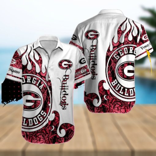 Personalized Georgia Bulldogs Logo White Red Mix Design Hawaiian Shirt