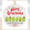 Personalized Grinch Family With Name Christmas Ceramic Ornament