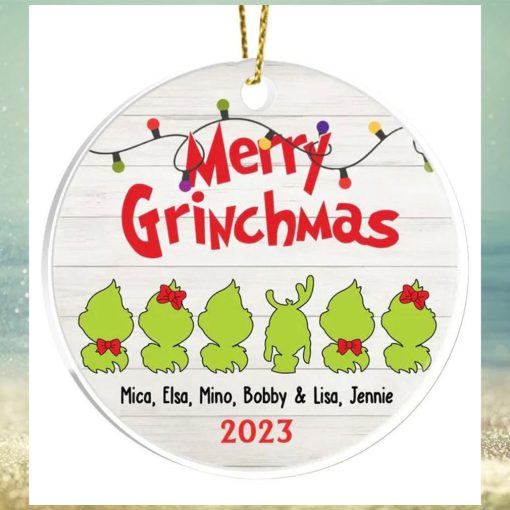 Personalized Grinch Family With Name Christmas Ceramic Ornament