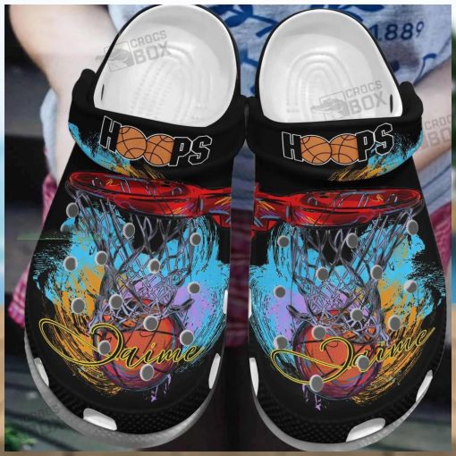 Personalized Hoops Basketball Black Crocs Mens