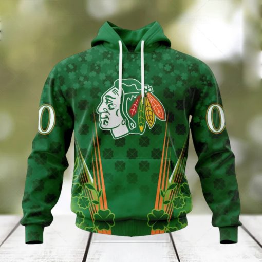 Personalized NHL Chicago Blackhawks Full Green Design For St. Patrick’s Day Hoodie