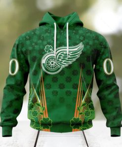 Personalized NHL Detroit Red Wings Full Green Design For St. Patrick’s Day Hoodie