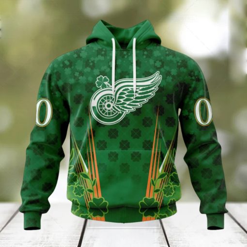 Personalized NHL Detroit Red Wings Full Green Design For St. Patrick’s Day Hoodie