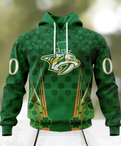 Personalized NHL Nashville Predators Full Green Design For St. Patrick’s Day Hoodie