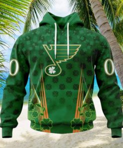 Personalized NHL St. Louis Blues Full Green Design For St. Patrick’s Day Hoodie