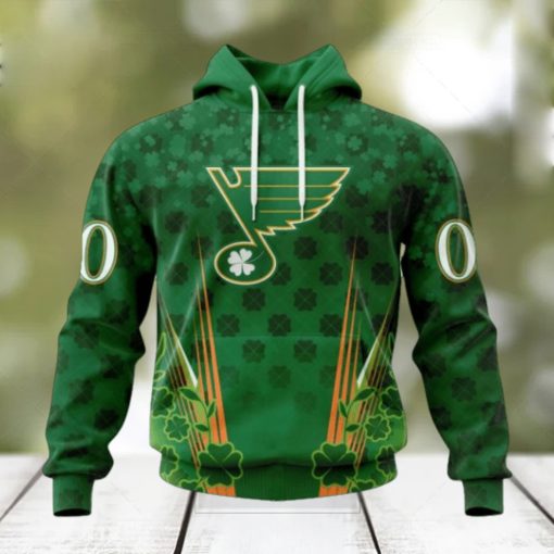 Personalized NHL St. Louis Blues Full Green Design For St. Patrick’s Day Hoodie