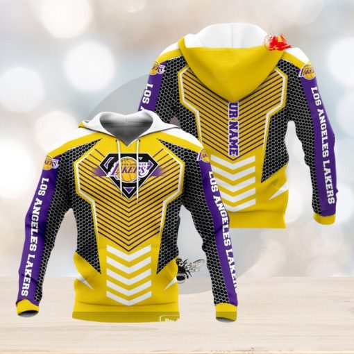 Personalized Name NBA LA Lakers Superman x Basketball Team Logo Hoodie Sweatshirt 3D