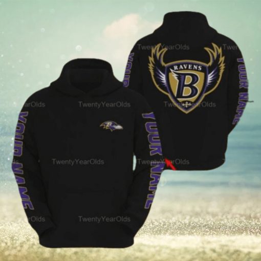 Personalized Nfl Baltimore Ravens Custom Name 3D All Over Print Hoodie Zipup Hoodie Sweatshirt Tshirt Football Gift