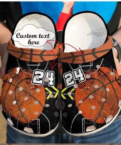 Personalized Number Basketball Black Crocs Shoes