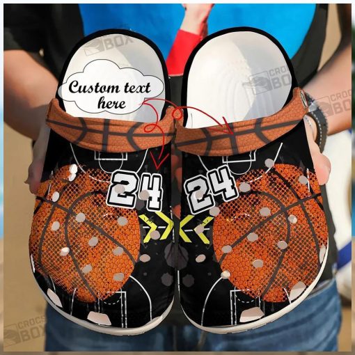 Personalized Number Basketball Black Crocs Shoes