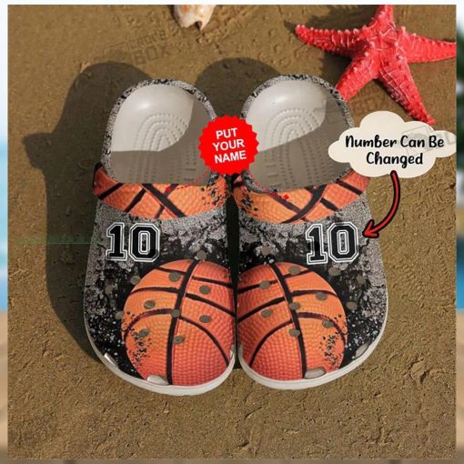 Personalized Number Dimond Basketball Orange Crocs