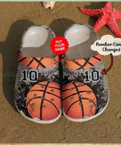 Personalized Number Dimond Basketball Orange Crocs