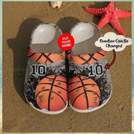 Personalized Number Dimond Basketball Orange Crocs