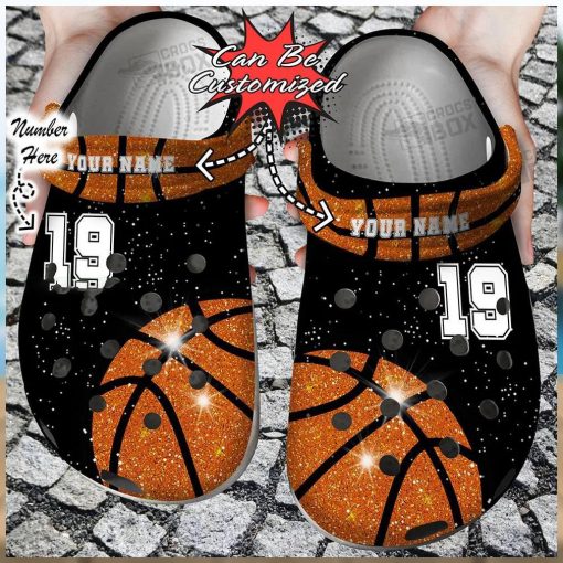 Personalized Number Glow Dimond Basketball Crocs